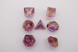 Transparent Purple with Fireworks - 7 piece Dice Set