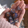 CozyGamer - Magic Feather Sharp Edge 7 Piece dice set with real feathers