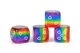 HeartBeat Dice Translucent Pack of 6 Rainbow Pride 16mm D6 Heart Dice