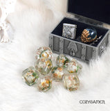 CozyGamer - White Flower and Moss 8 Piece Dice Set