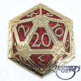 D20 Crit Pin, Red/Gold