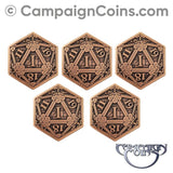D20 Crits or Fails Coins, Copper (5)